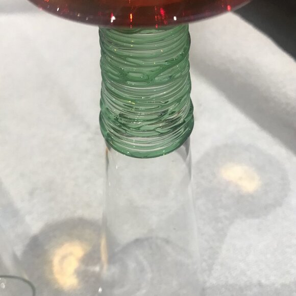 Tall drinking glasses with green on bottom set of 6 - Picture 7 of 11